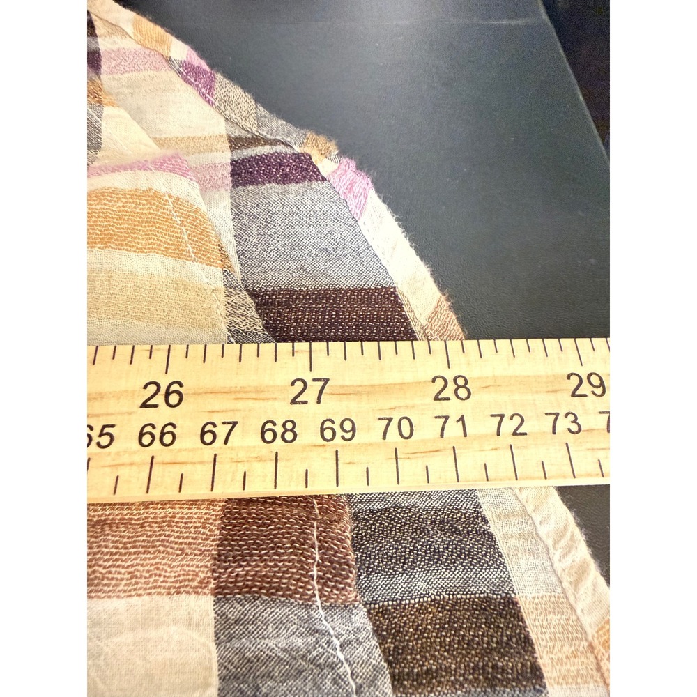 Isabella Sinclair Plaid Shirt Womens XS Purple Tan Lace Back Button Down Blouse - Picture 8 of 9